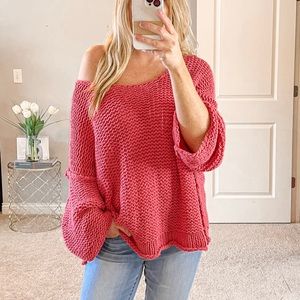 Free People Halo Sweater, Oversized Fit, Pink, size XS, Scoop Neck, Relaxed